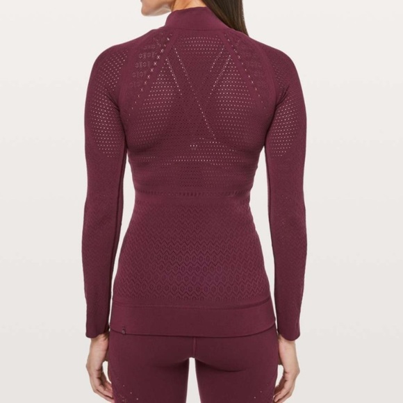 lululemon athletica Tops - Lululemon Mindful Motion 1/2 Zip Long Sleeve Laser Cut Top‎ Deep Ruby